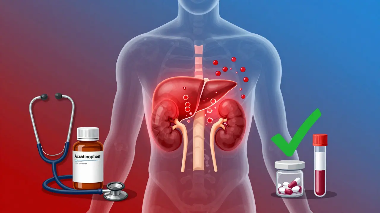 Transparent body showing toxic methotrexate buildup, with acetaminophen as a safe alternative.