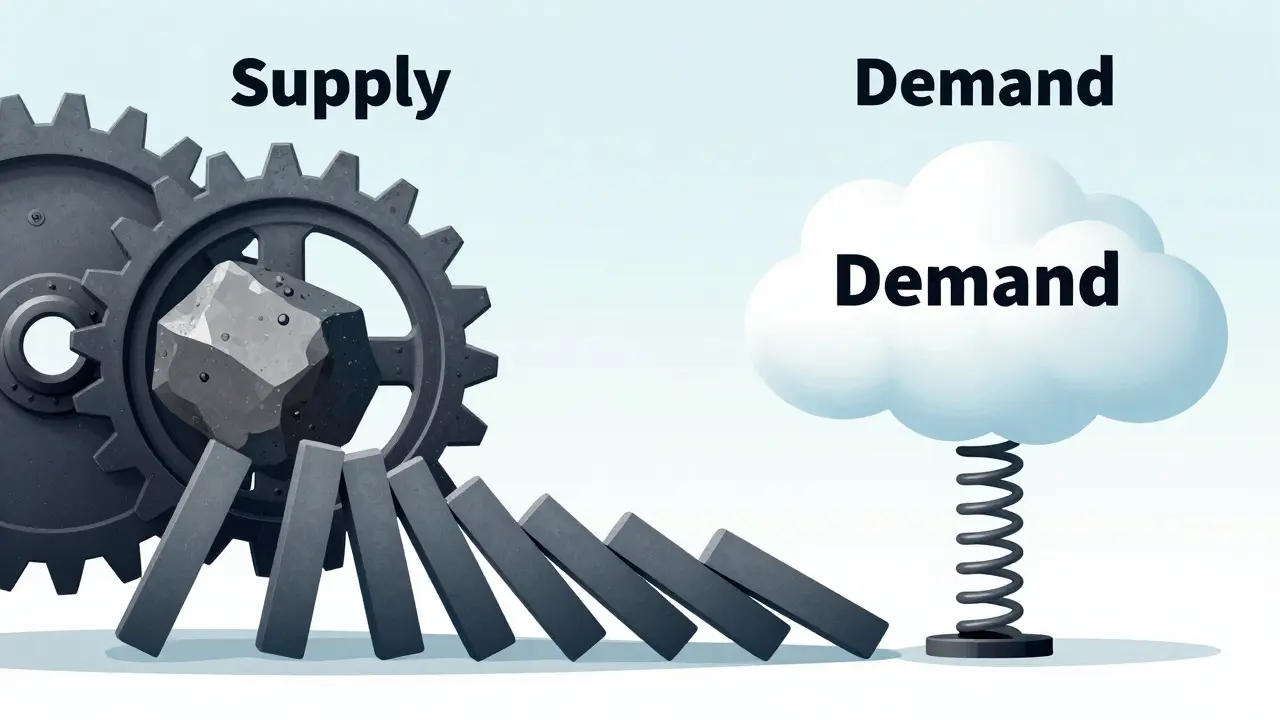 Illustration contrasting severe supply shock vs mild demand shock
