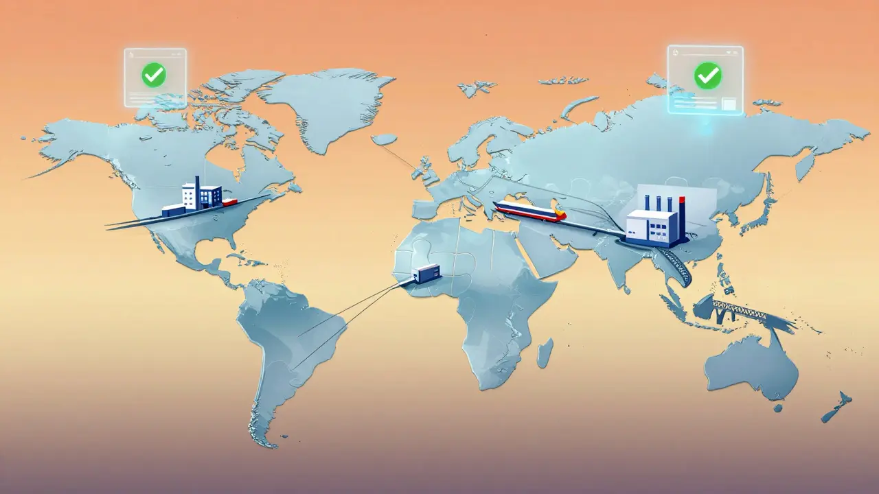 Map showing nearshoring and resilient supply chain networks