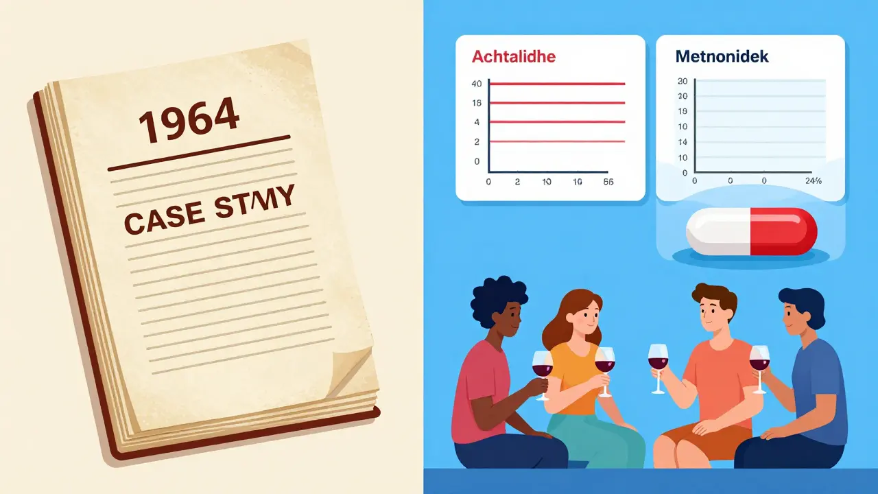 Split illustration contrasting 1964 myth origin with modern scientific evidence debunking it